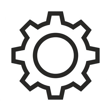 Silhouette gear icon for industrial design and engineering. Minimalist mechanical cog symbol for technology and automation projects.