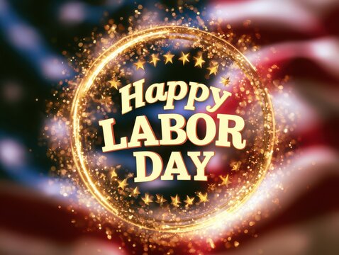 Happy labor day celebration with fireworks background