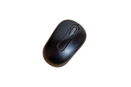 Black wireless computer mouse isolated on transparent background