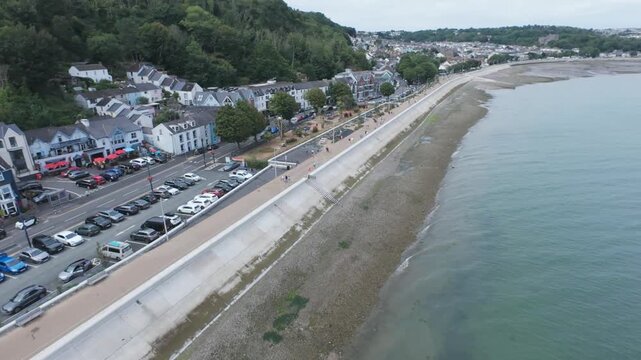 Aerial Drone View of Mumbles Promenade, Swansea Bay