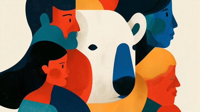 Modern Editorial Artwork Connecting Polar Bear, People and Nature Through Sustainability and Climate Action