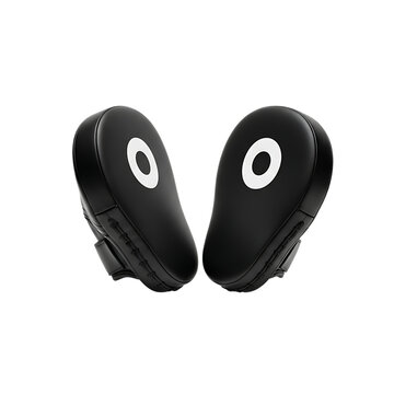 Pair of black boxing punching pads isolated on transparent background