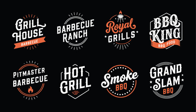 Retro Vintage Bbq Logos Collection