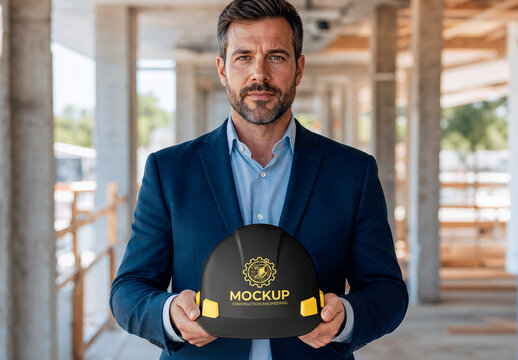 Hard Hat Construction Site Mockup