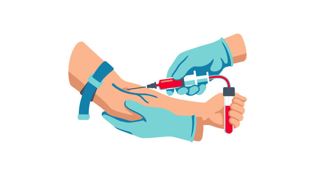 Medical blood draw procedure isolated on transparent background