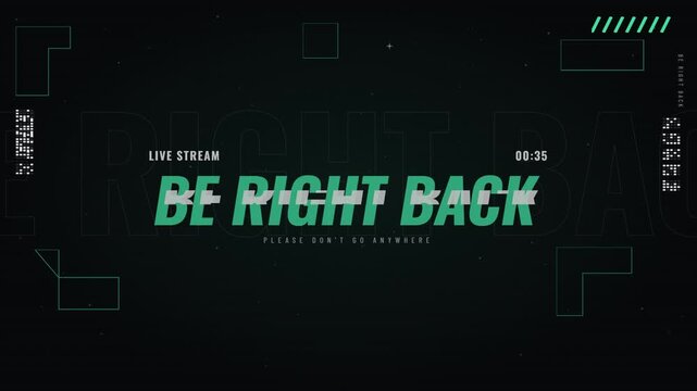 Be Right Back Broadcast HUD Standby Screen Glitch Countdown Timer Futuristic Stream Overlay
