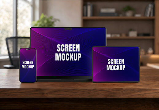Laptop Phone Tablet Mockup