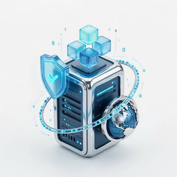 Cyber security server icon. Data protection and cloud network concept.