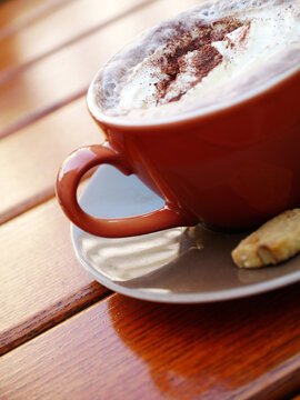 Creamy hot chocolate with copy space