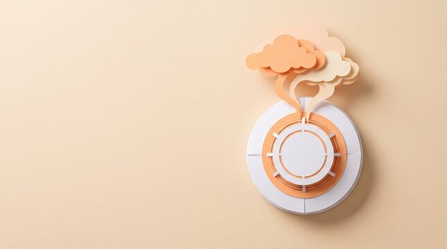 Abstract Representation of Cloud Technology with Paper Cutouts in Soft Color Palette