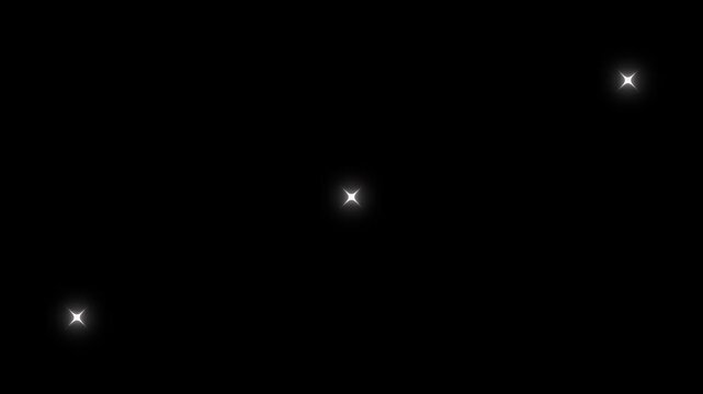4K Black Screen Glitter Sparkles Animation Twinkle Stars Line Vector Doodles, White Glowing Star Light Effect, Cartoon Doodle Sparkles, Seamless Festive Video Background For Holidays