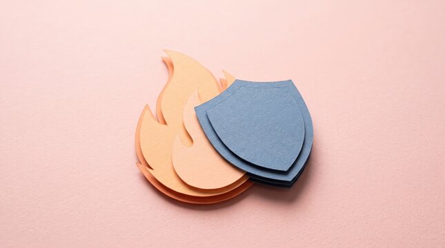 Creative representation of fire and shield symbolizing protection and security concepts