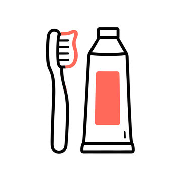 Toothbrush and toothpaste healthy habit icon vector