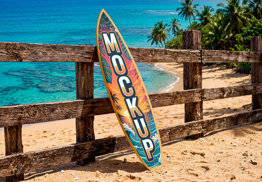 Surfboard Mockup Leaning Against