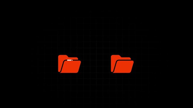 Minimalist digital folder animation with document file transfer motion
