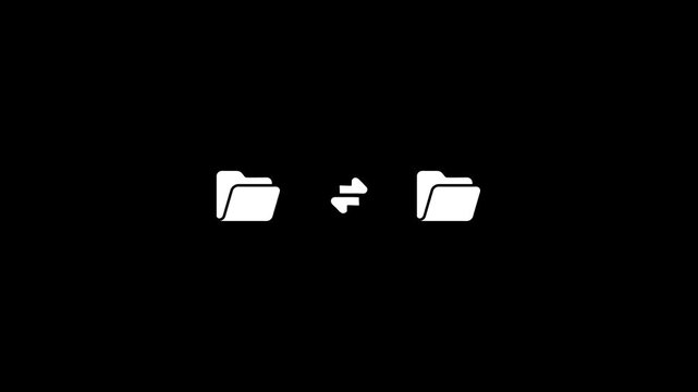 Minimalist folder synchronization animation for data transfer and cloud computing concepts