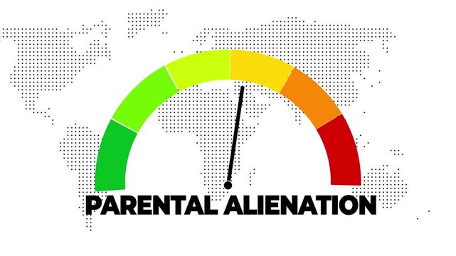 parental alienation meter showing big risk levels. Dangerously increasing values, critical overload. Too much, off the charts.