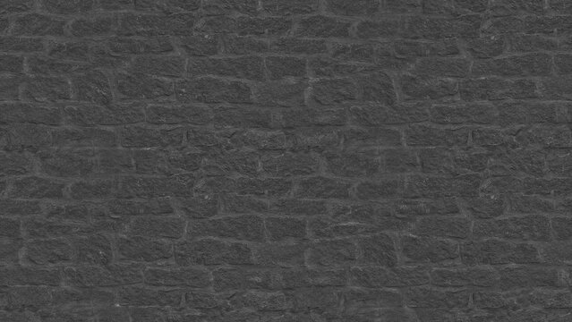 Seamless texture of an old black stone wall built with irregular rough-cut fieldstones and ashlar blocks set in light-colored mortar.  