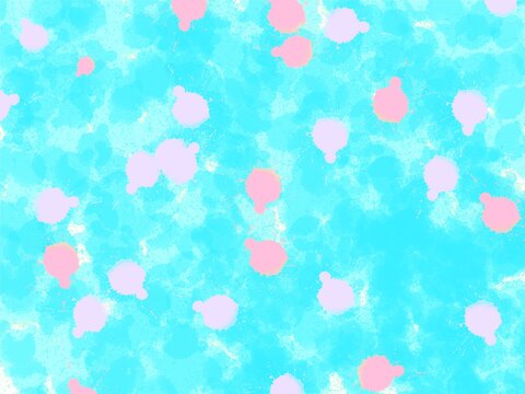水色の絵具にピンクの絵具の飛沫が飛んだ背景素材イラスト