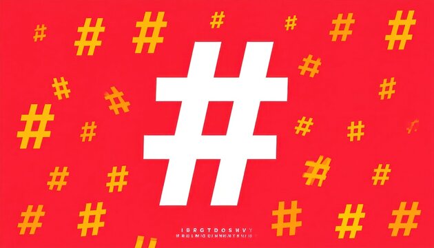 White hashtag symbol on red background with pattern.