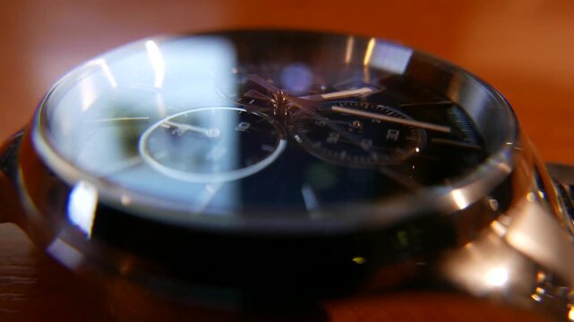  4K Elegant Analog Wrist Watch Macro Shot