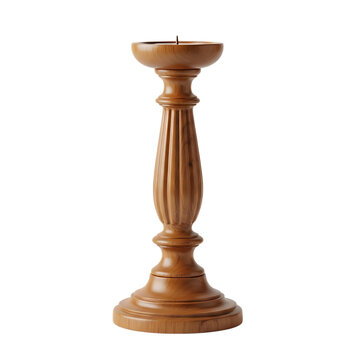 Elegant wooden candlestick isolated on transparent background decorative home accent