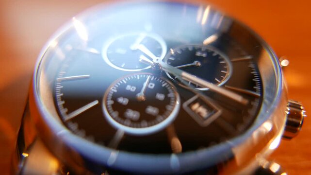  4K Elegant Analog Wrist Watch Macro Shot