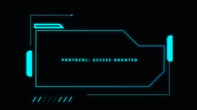 Futuristic Digital Access Granted Protocol Message Displayed on a High-Tech Interface with Glowing Blue Elements, Representing Secure System Entry and Successful Validation