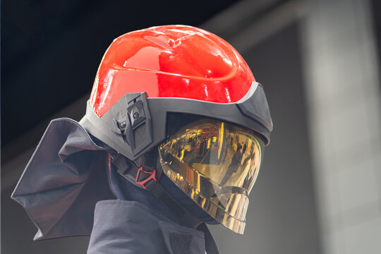Fire Suit Fire-resistant safety helmets, fire-resistant suits, firefighting suits.Rescue fire service protective clothing details Maniken in the helmet and the form of a rescuer. Industry