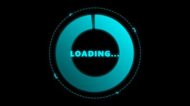 Cyan circular loading progress bar HUD for digital interface proyek animasi projects