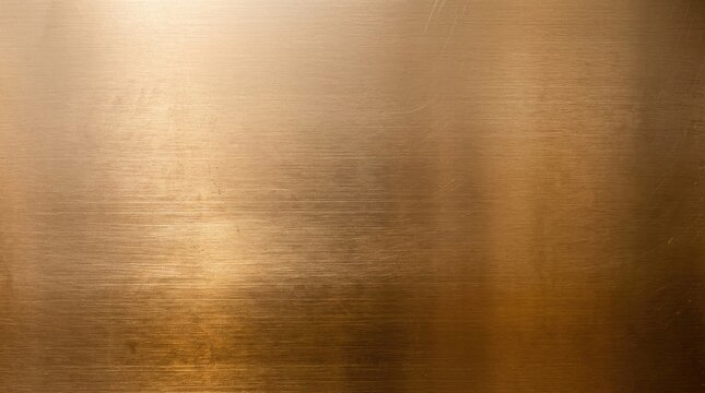 A smooth, polished copper surface reflects light, creating a gradient from dark brown at the bottom to a warm, golden hue at the top. Subtle streaks and scratches add texture to the metallic surface.