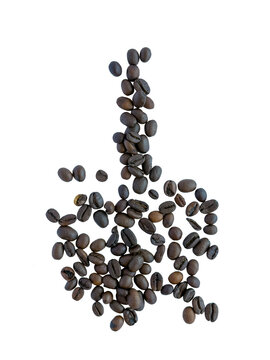 Coffee Beans Tree Shape Isolated On White Background Design