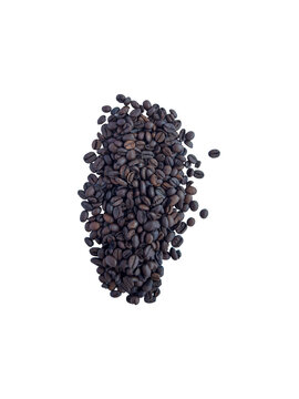 Vertical Coffee Beans Group Isolated On White Background Arrangement