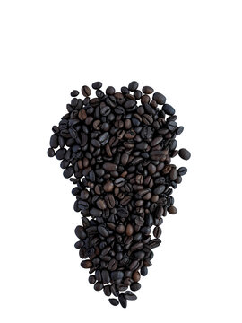 Dark Roast Coffee Bean Cone Isolated On White Background