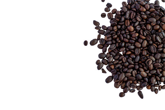 Roasted Coffee Beans Right Border Isolated On White Background