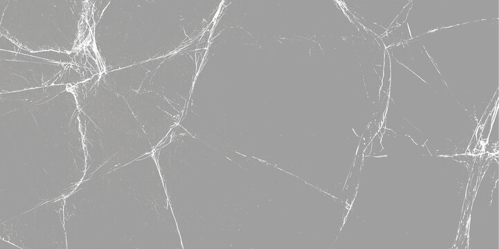 Smashed glass overlay texture with crack lines on transparent background. Broken window fracture effect