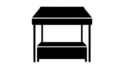 Fototapeta premium Industrial workbench silhouette icon with lower shelf isolated on white