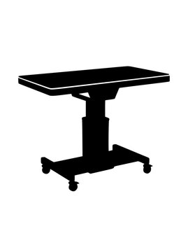 Silhouette of a Mobile Height Adjustable Sit Stand Desk on Wheels