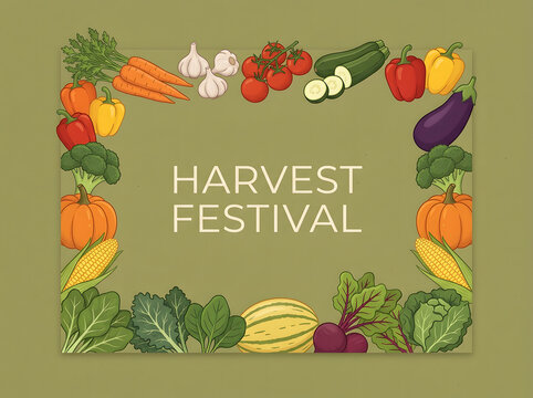 Harvest festival autumn produce display with fresh vegetables and fruits. Seasonal fall bounty arrangement for farmers market or grocery store prom...