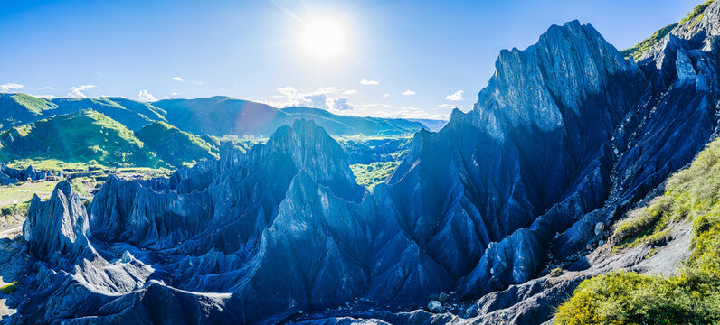 Unique black stone forest geological landform at Moshi Park in Sichuan, China