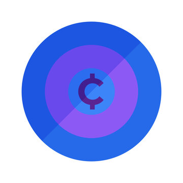 Cent Symbol Blue Circular Vector Icon