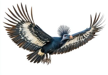 Naklejka premium Dark Bird in Flight Against White Background