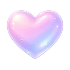 Fototapeta premium Glossy pastel heart with a gradient of pink, purple, and blue hues.