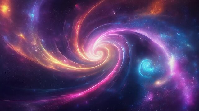 Mesmerizing cosmic vortex spiraling through a colorful galaxy shimmering with vibrant stars and cosmic light