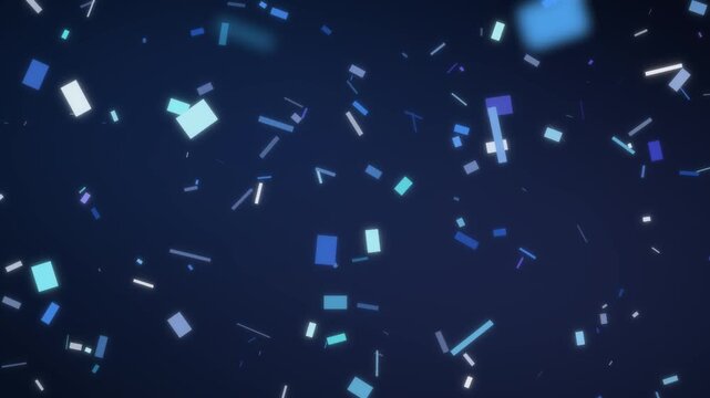 Colorful Confetti Pieces Tumbling and Falling on a Dark Festive Background Seamless Loop in deep sapphire tones