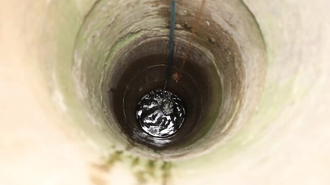 Looking down into a deep well
