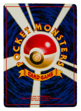 Hamburg, Germany - 07272026: Vintage Pok&eacute;mon Trading Card Game Backside Design, Editorial Illustration, png asset.