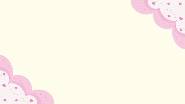 Elegant pastel pink scalloped border with heart patterns on a soft yellow background, creating a whimsical and charming aesthetic for various design projects and celebrations