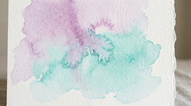 Abstract Purple and Teal Watercolor Wash on Textured Paper