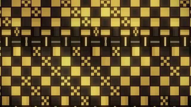 Japanese Ichimatsu Checkered Pattern Tiles Flipping in Rhythmic Waves Seamless Loop in subtle black tones